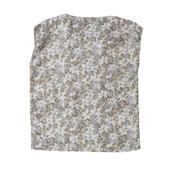 Vintage 100% Silk Floral Blouse Neutral Botanical Print Lightweight Top L. BICHE - Picture 5 of 10